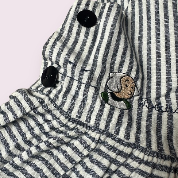 Baby Becassine French Blue And White Stripes Embroidered Dress Size 18 Months - Picture 5 of 11